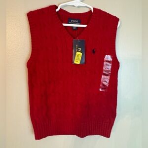 NWT Polo by Ralph Lauren V-Neck Red Sweater Vest 4T